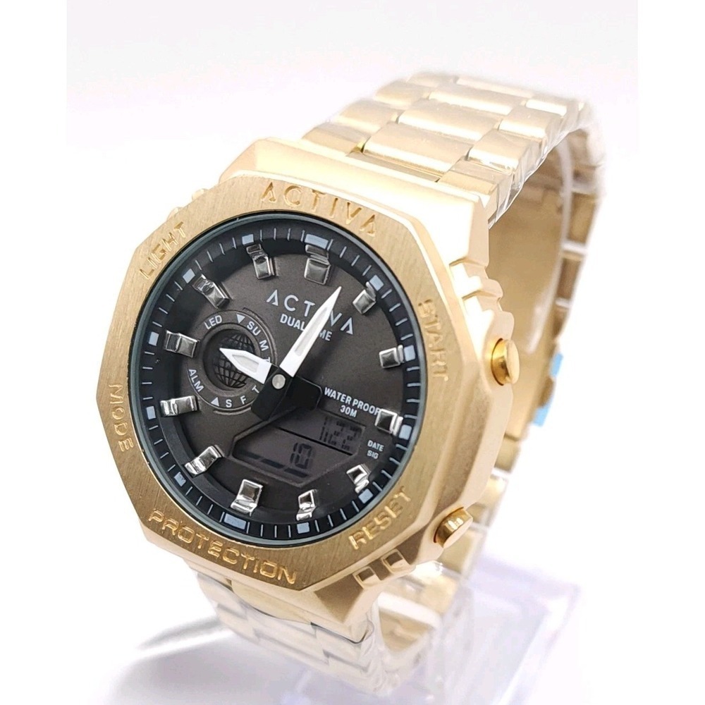 Invicta Activa Digital+ Watch Gold Black LCD 45.5mm Chrono